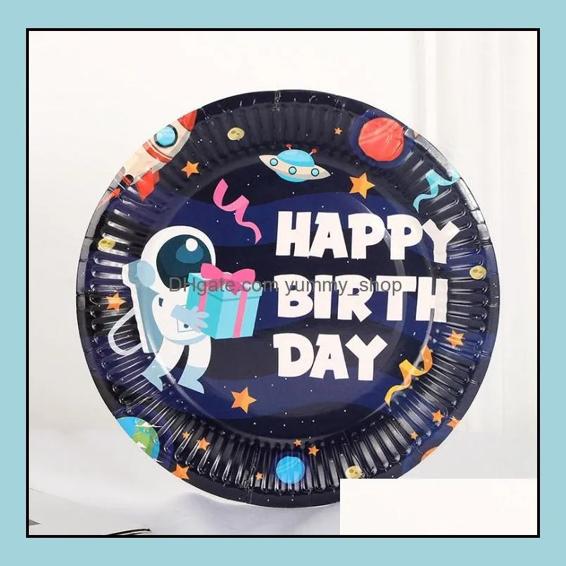 newhappy birthday disposable dinnerware paper plate set 10pcs 7 inches party tableware cake fruit candy tray rrf13197