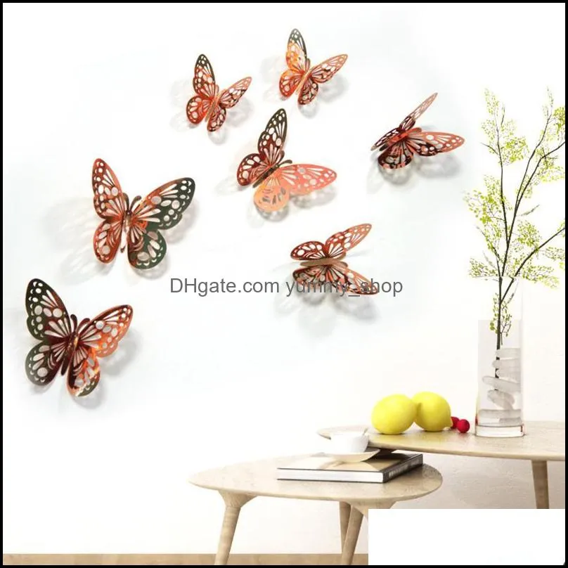 3d hollow butterfly wall sticker decoration butterflies decals diy home removable mural decoration party wedding room window rrb14388