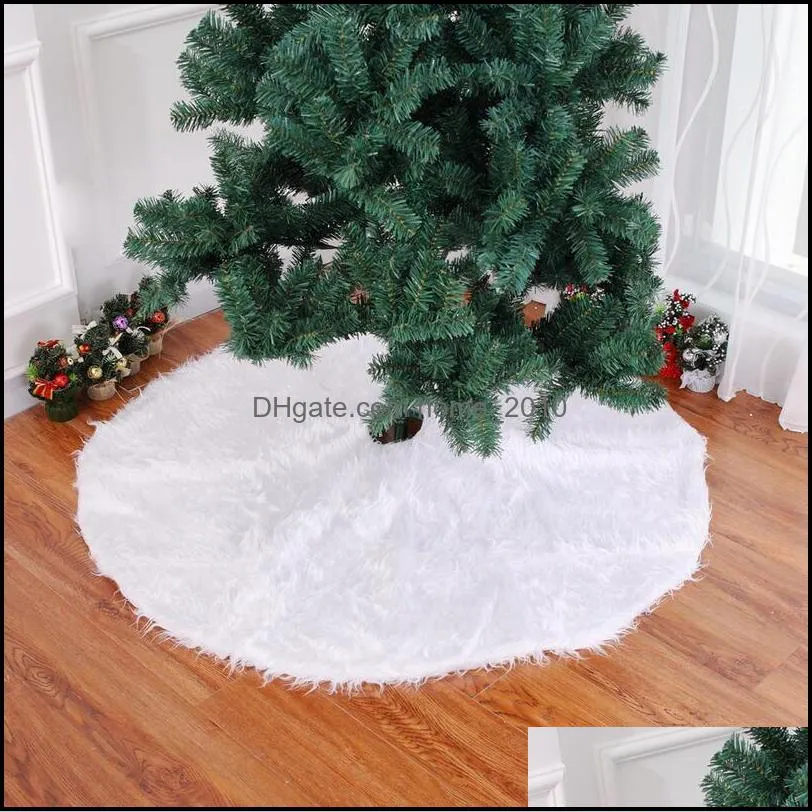 white christmas tree skirt plush faux fur xmas tree carpet decorations year home decor festival garland ornament
