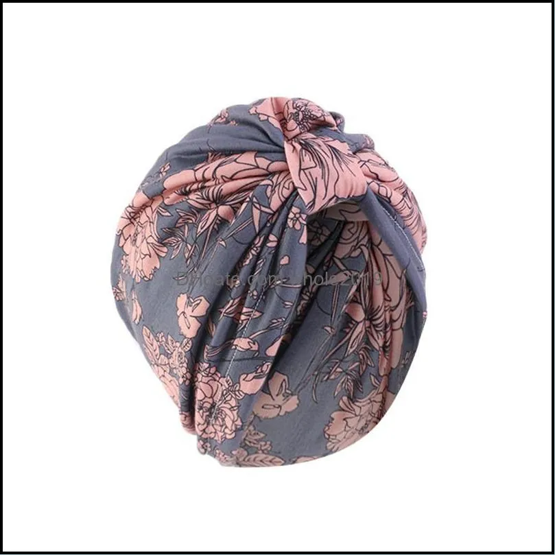 beanie/skull caps women india hat muslim ruffle cancer chemo beanie scarf turban head wrap printed cotton toe cap confinement p3