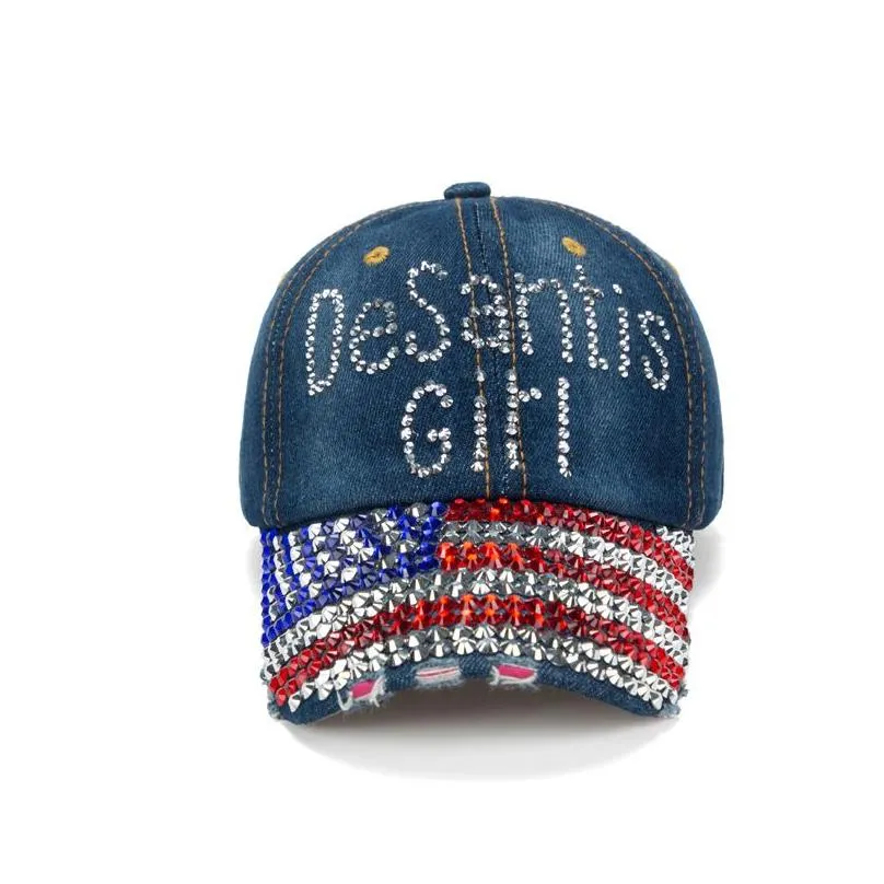 desantis baseball caps party hats for women cotton rhinestone diamond hat for 2024 us president election america