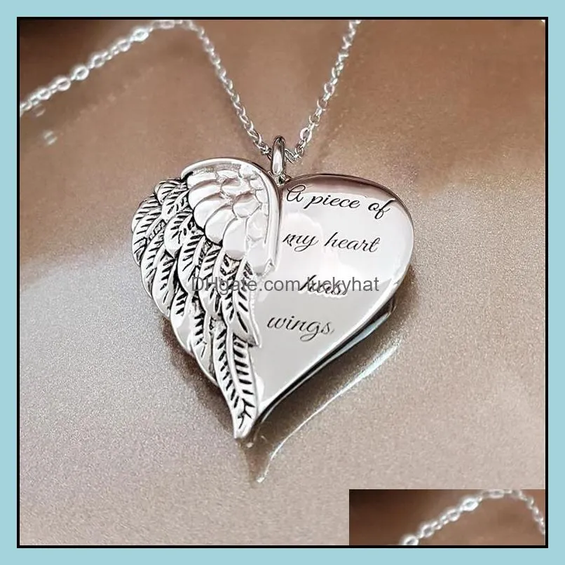 wholesale hot selling love wing pendant european and american angel wing lettering necklace shipping xl1c129