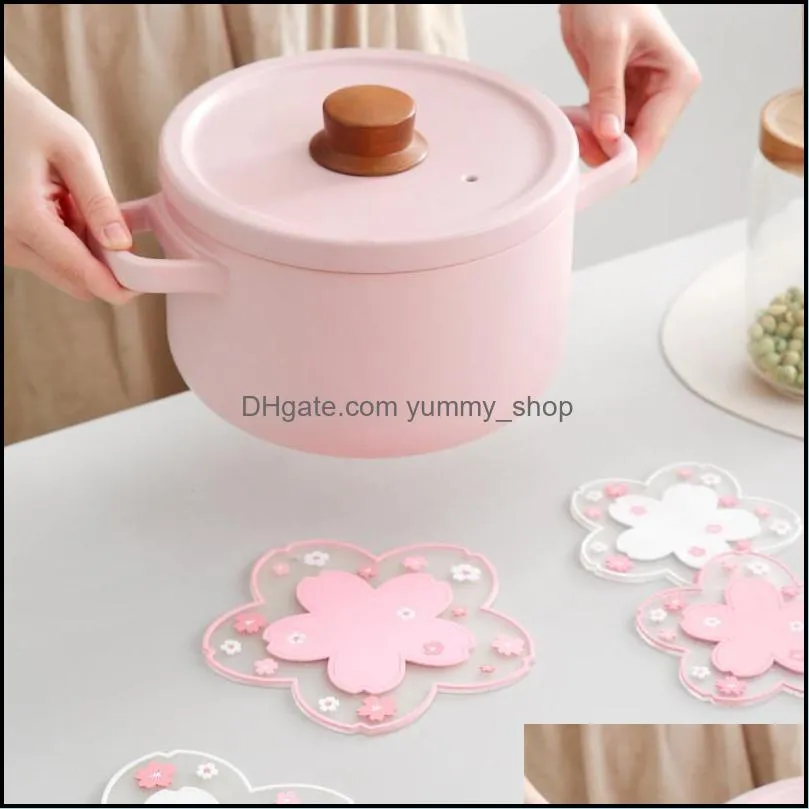 sakura pvc coffee cup coaster antislip bowl pad heat resistant hot pot holder for countertop home office decorative coasters rre13346
