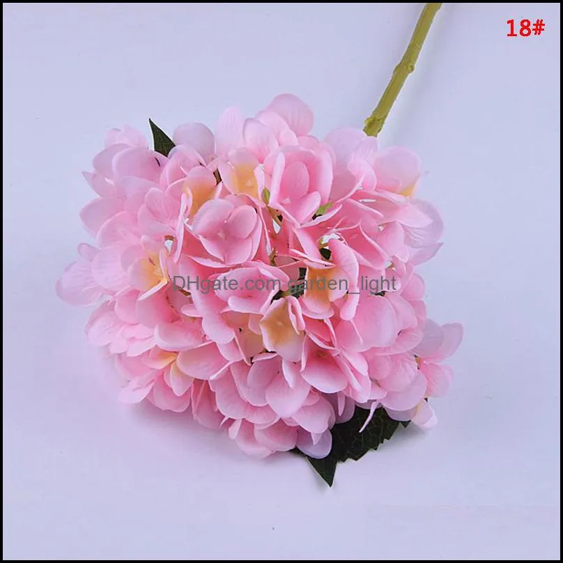 artificial hydrangea flower head 47cm fake silk flower real touch single hydrangeas home party wedding decoration 19 colors vt0328