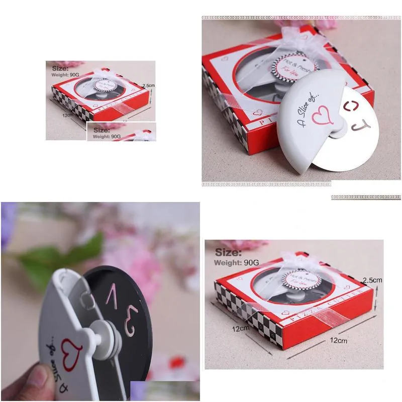 wholesale a slice of love stainless steel love pizza cutter in miniature pizza box wedding favors and gifts for guest wa2024