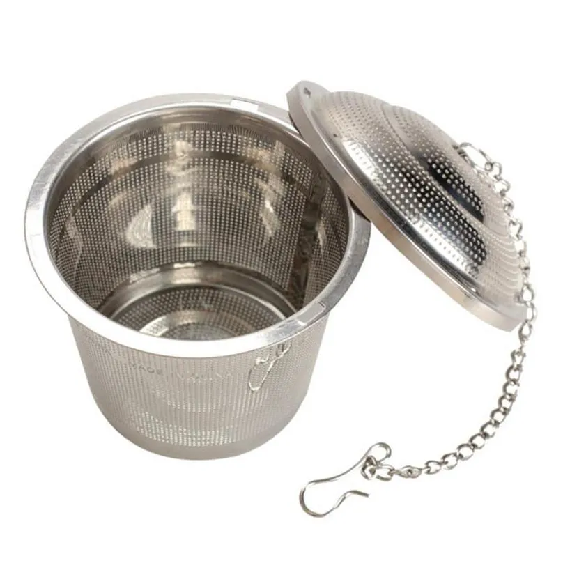 durable 3 sizes silver reusable 304 stainless mesh herbal ball tea strainer teakettle locking tea filter infuser lz187