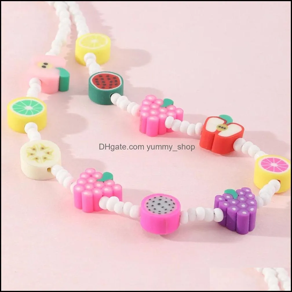 2021 trend bohemian cute fruit beads short collar necklace handmade diy colorful choker for women statement boho jewelry