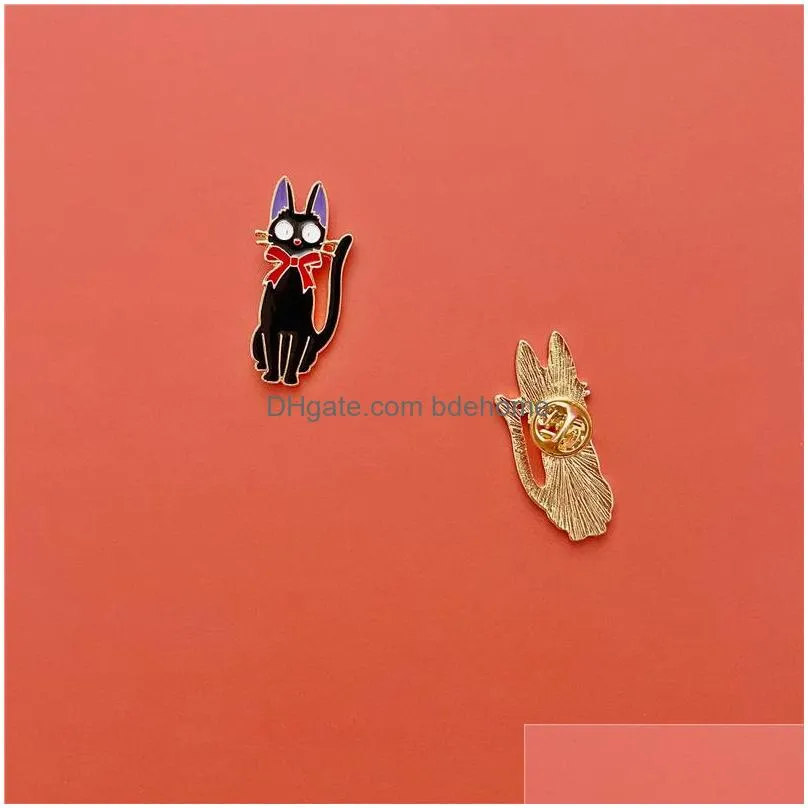japanese cartoon bouquet girl brooches for women gold plated bowtie cat enamel paint badges ins animal alloy pin denim shirt jewelry gift hat