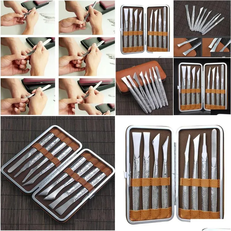 nail art kits stainless steel callus rasp file with storage box cut hard skin salon home feet shaver care pedicure tool set