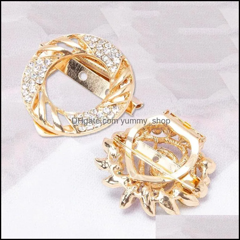 crystal rhinestone flower brooch pin clip women retro shiny elegant dress clothes scarf shawl buckle banquet jewelry gift