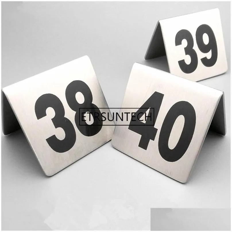 stainless steel table number cards wedding restaurant cafe bar table numbers stick set for wedding birthday party supplies 150/1100