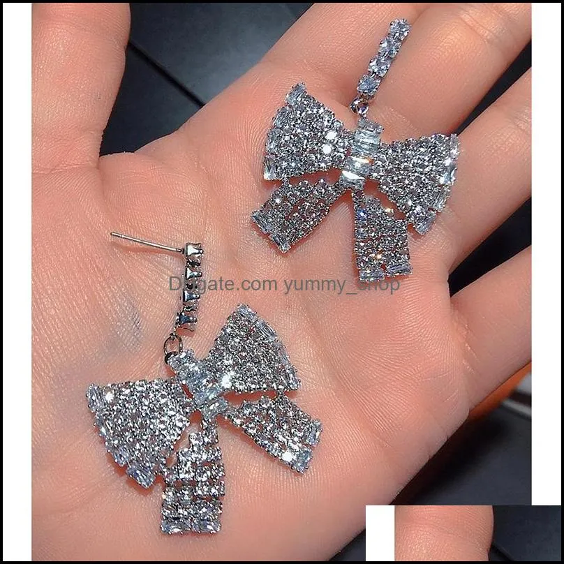 2021 bowknot chic luxury bling dangle earrings party wedding pary wedding jewelry