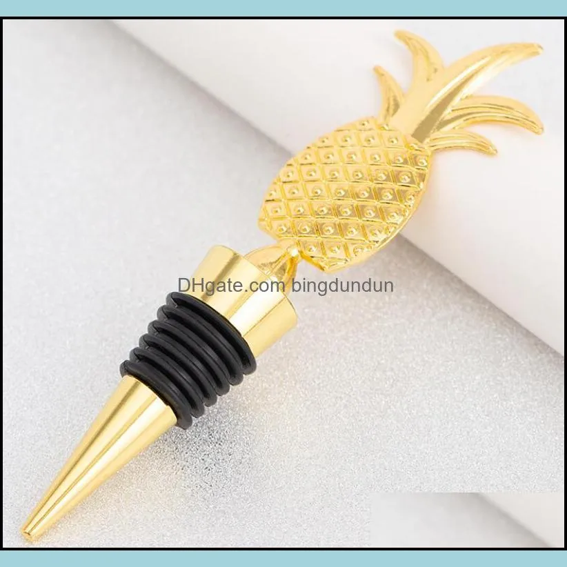 metal wine stoppers bar tools creative pineapple shape champagne bottle stopper wedding guest gifts souvenir gift box packaging