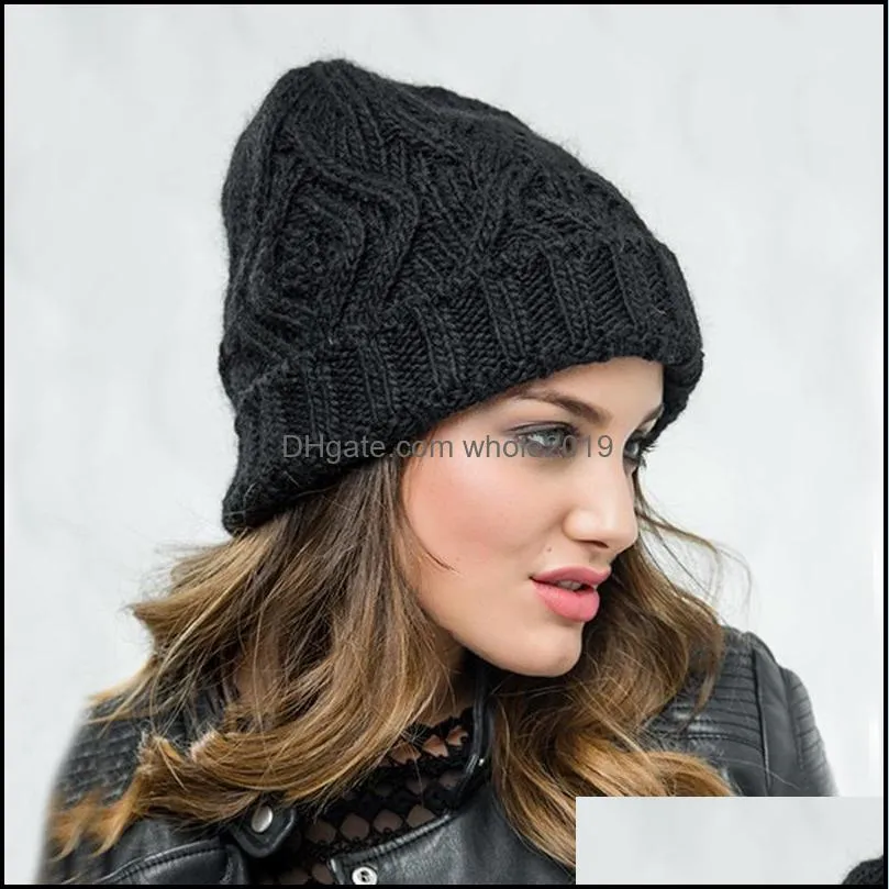 beanie/skull caps winter fashion women hat 2021 autumn handmade knitted womens hats thick elastic panic buying