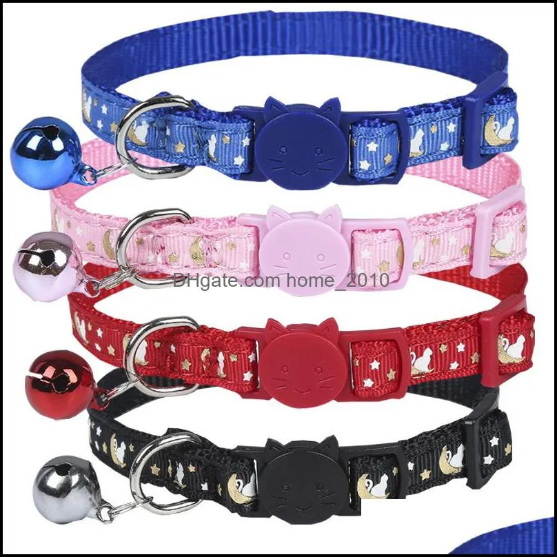 cute bell collars for cat teddy bomei dog cartoon funny footprint collar leads pet accessories animal goods