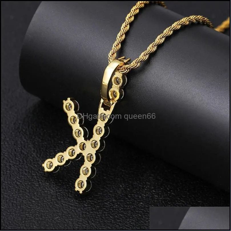 iced out letter pendant necklace hip hop mens custom name necklace fashion womens gold silver initial letter necklace c3