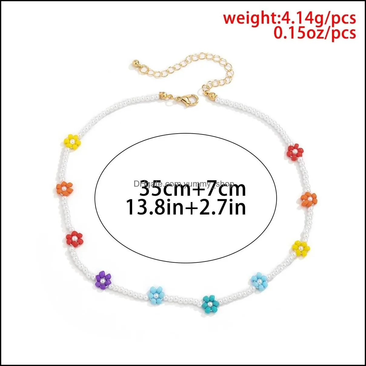 2021 bohemia colorful rice beads strand necklaces for women teens girls chic clavicle choker necklace trendy beach jewelry