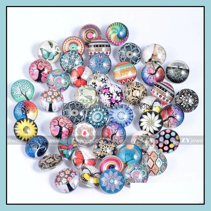 mixed styles 18mm glass snap button clasps diy bracelet necklace snaps jewelry accessory