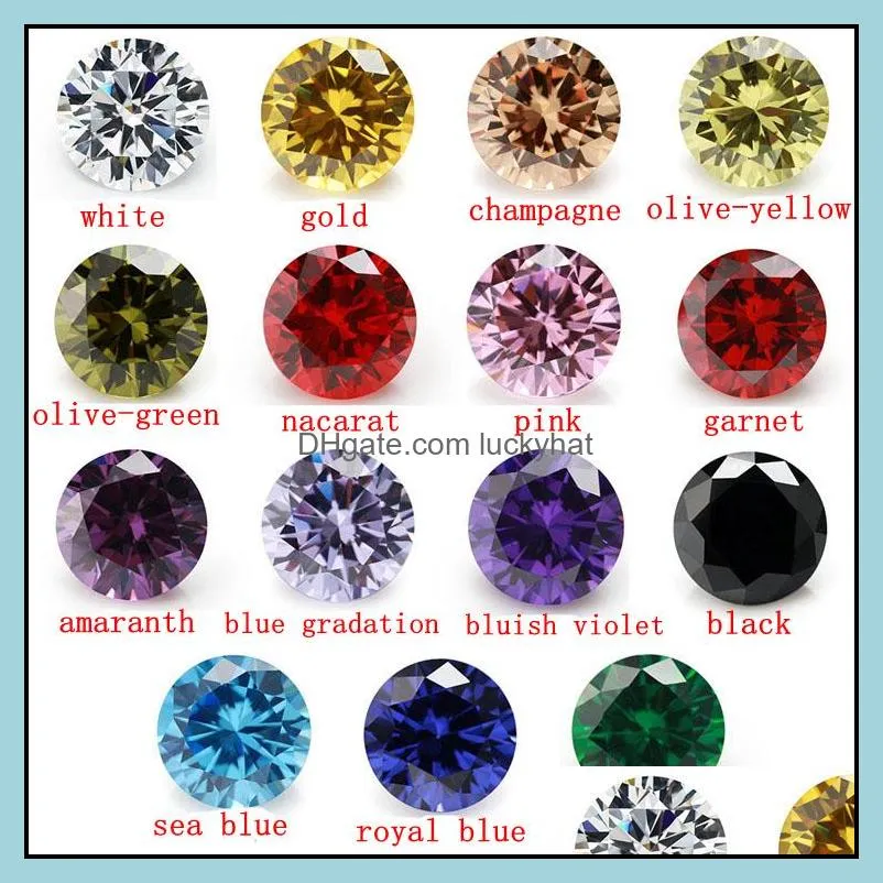 high quality 100 pcs/bag 5 mm clear round cut 15 colors 5a cubic zirconia gems diamonds loose gemstone beads diy shipping