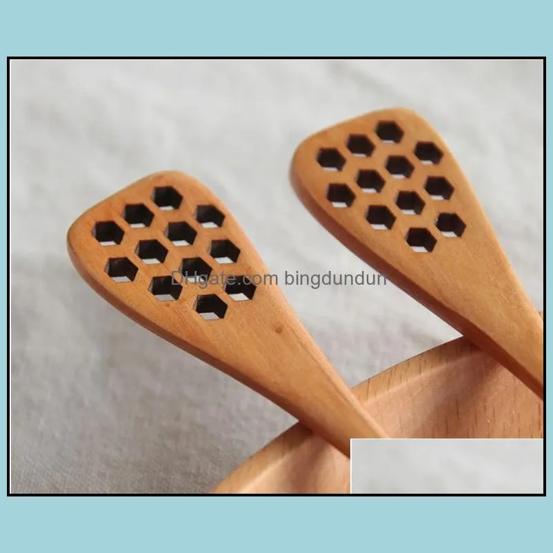 18.5cm wood honey stirring honey spoons honeycomb carved honeydipper flatware rrb14670