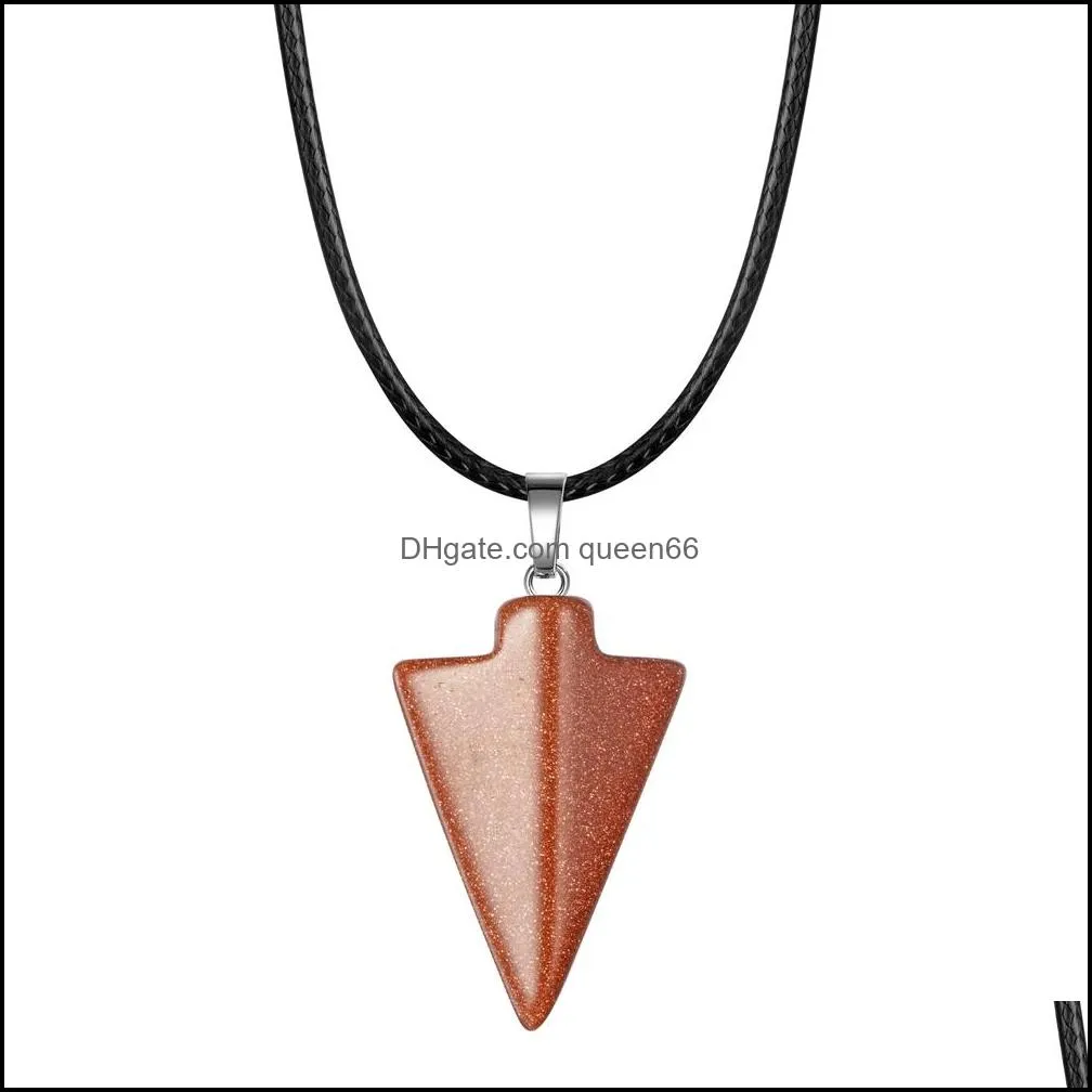 12pcs stone arrow head pendant necklace for women men arrowhead healing point lucky chakra healing charm crystal jewelry