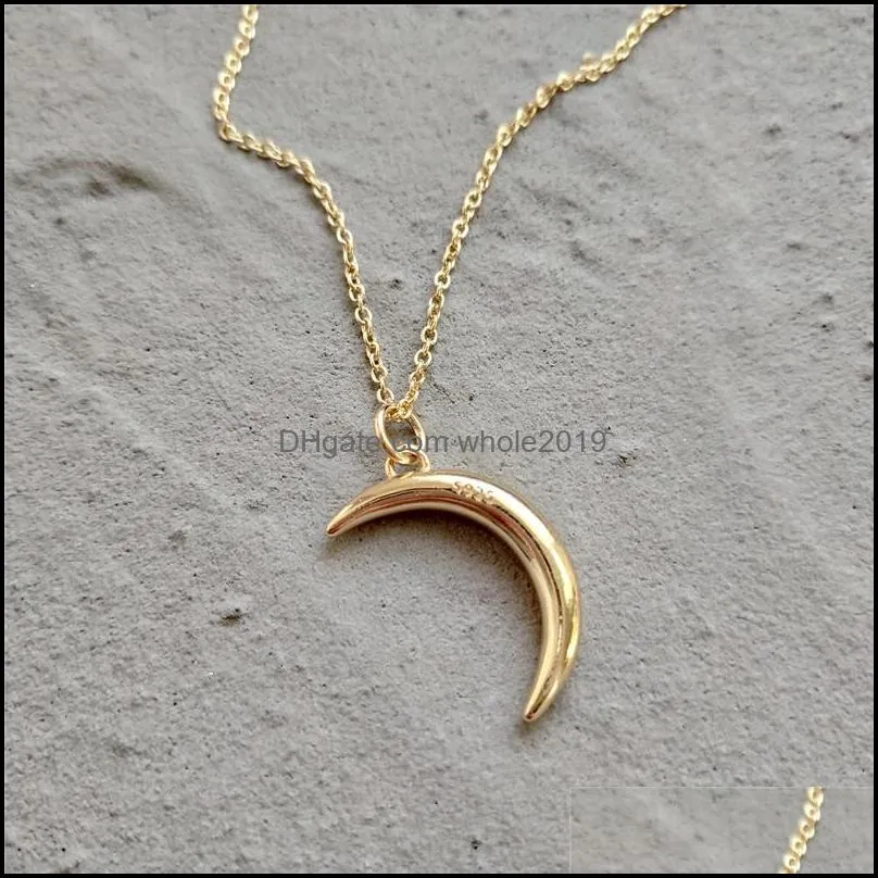 genuine 925 sterling silver crescent moon necklace pendant korean trendy gold plated necklaces for women best gift ymn143