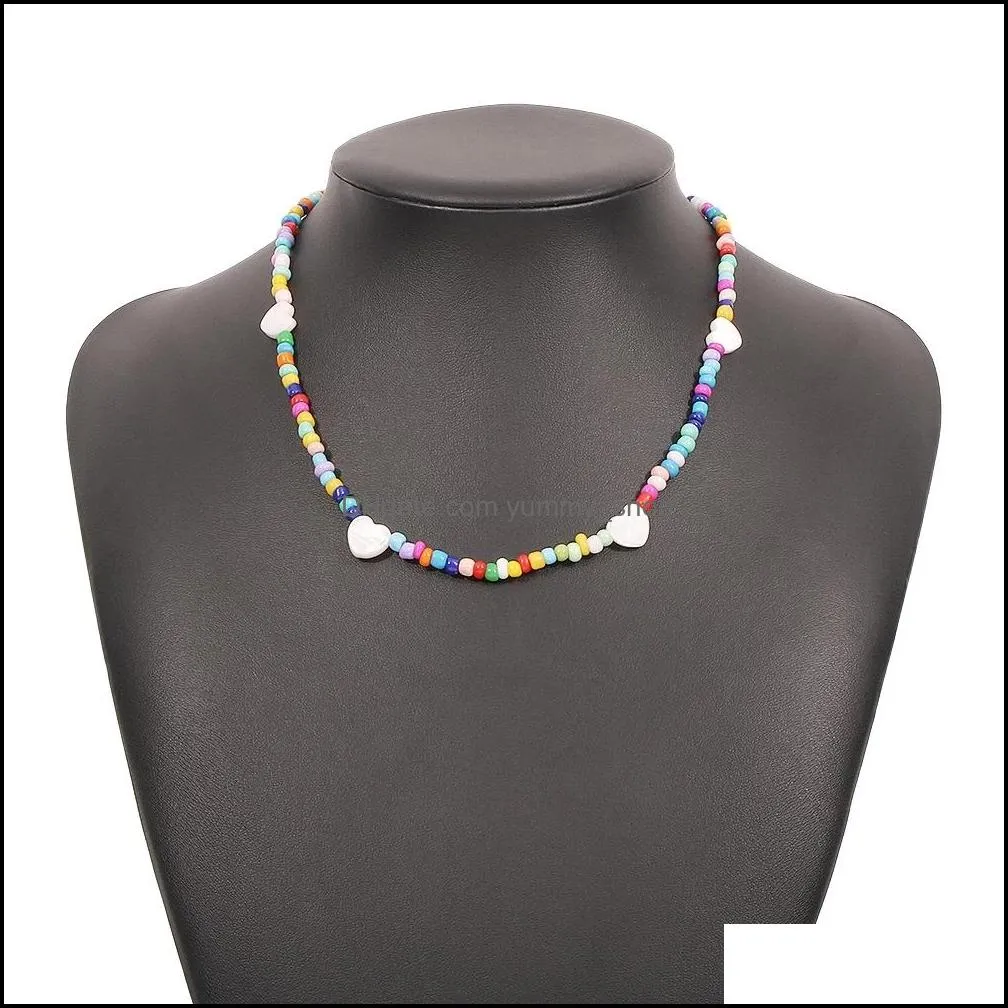 2021 simple women choker necklace multi colors beaded bohemia necklace for beauty girls fashion neck jewelry for freindship gift