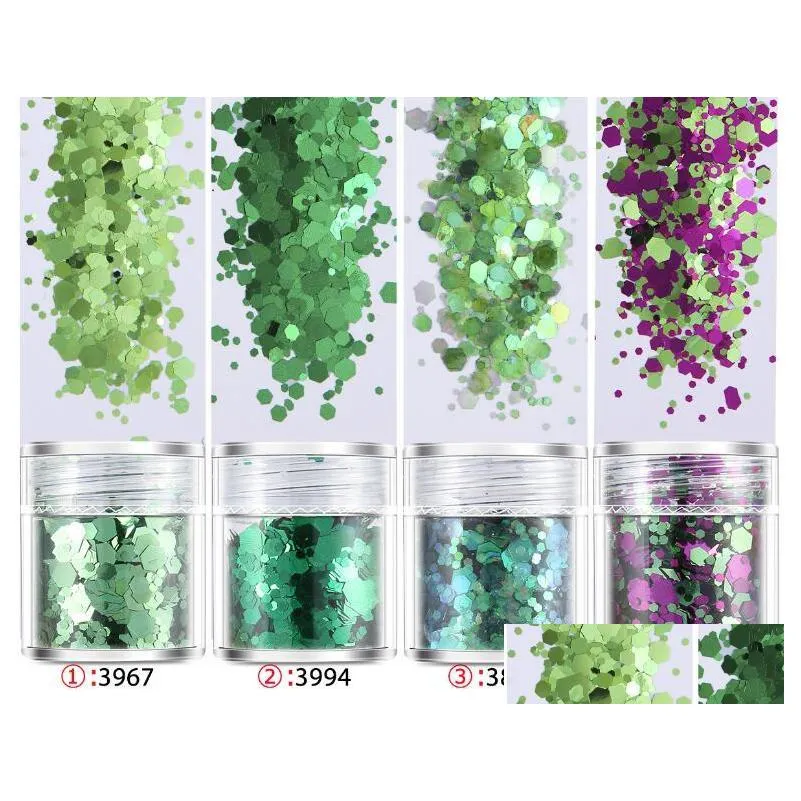 40 styles 10ml/jar 3d nail art sequins nailpolish glitter powder makeup decorations holographic effect