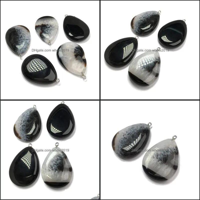 charms natural stone agates pendant water drop shape exquisite pendants for jewelry making diy necklaces accessories 30x45m