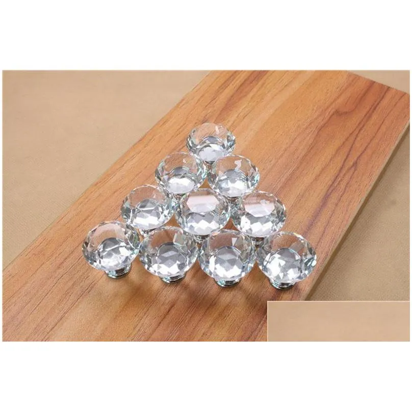 fashion k9 crystal glass diamond furniture handles hardware drawer wardrobe kitchen cabinets cupboard door pull knobs wholesale za4909