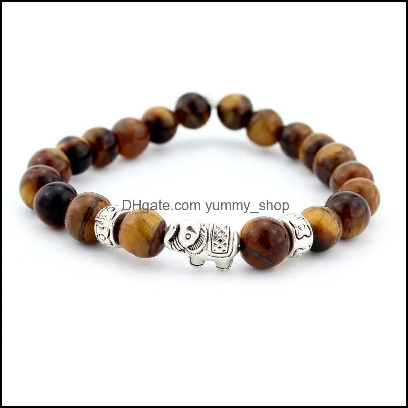 elephant beaded bracelet natural stone yoga bangle for women men charm jewelry handmade stretch bracelets