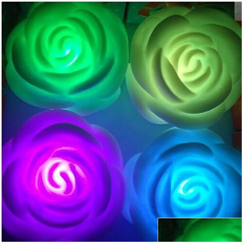 changeable color led rose flower candle lights smokeless flameless roses love lamp light up battery table home decoration gift