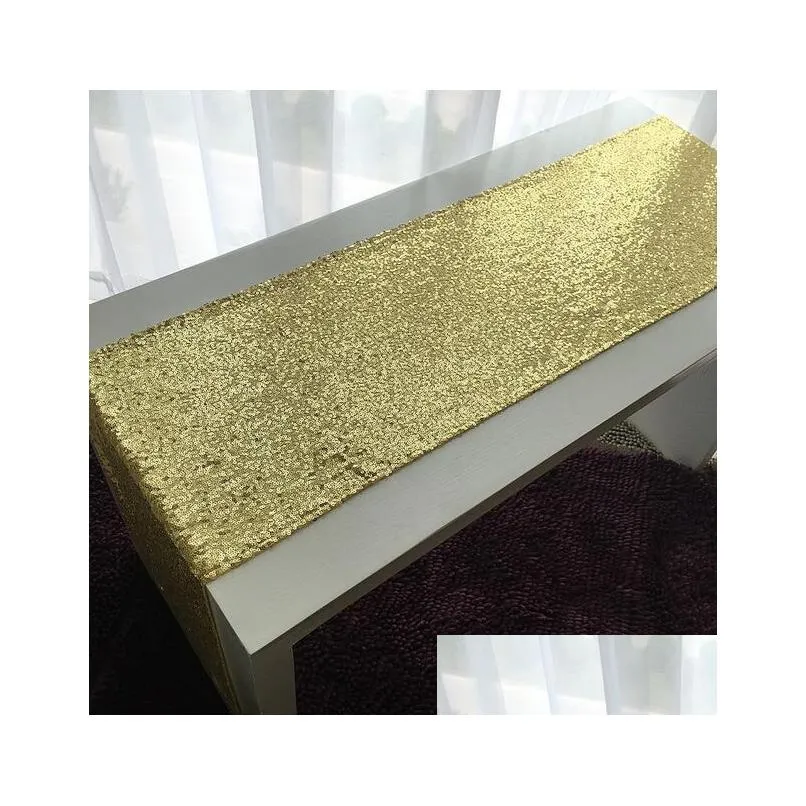 20pcs 30cmx275cm gold banquet sequin table runner wedding event party christmas table decoration