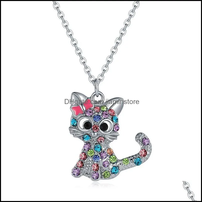 cute cartoon cat necklace earrings ring set spot color kitten childrens animal jewelry sets