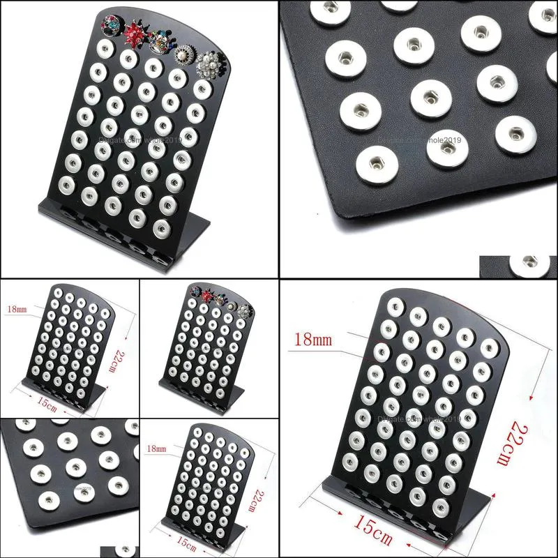 black acrylic 18mm 12mm snap button display for 40pcs snaps storage jewelry soft displays holder