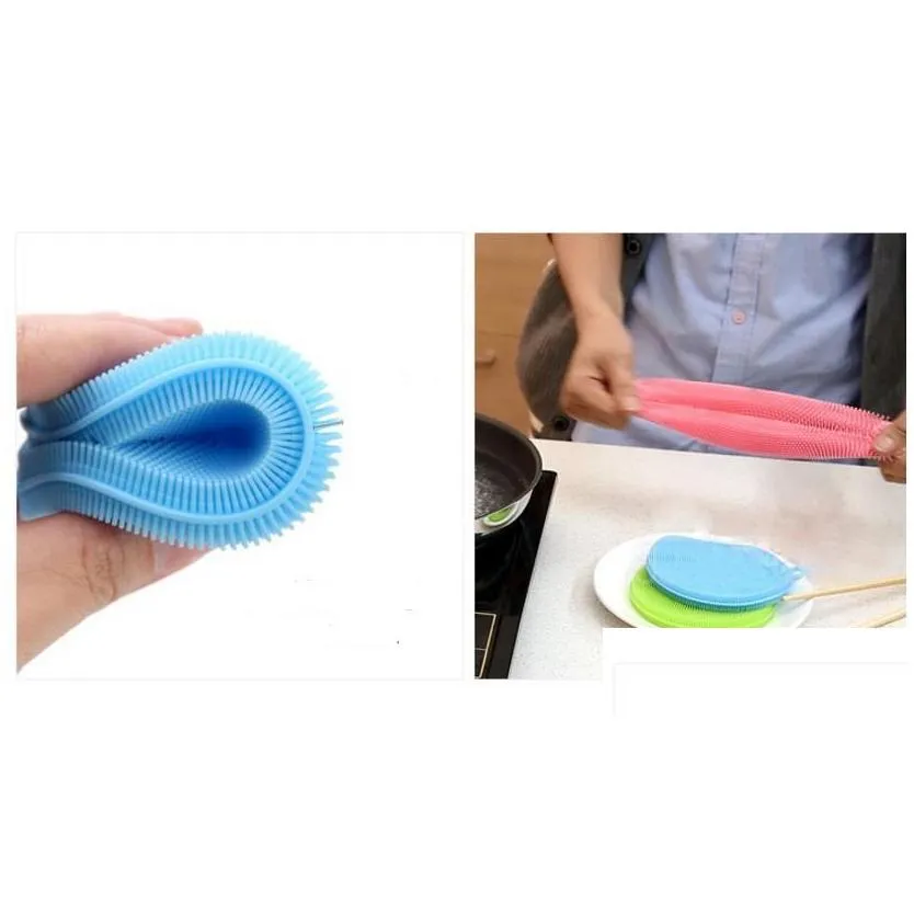 magic silicone dish bowl cleaning brushes scouring pad pot pan wash brushes cleaner kitchen