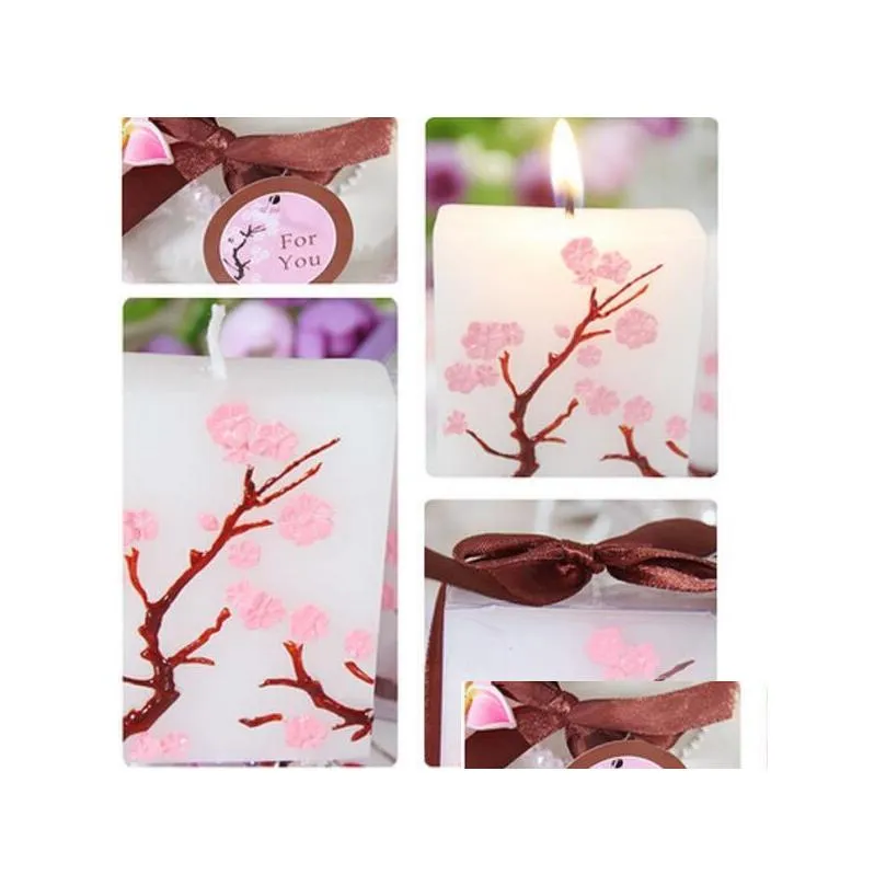 100pcs wedding candles smoke scented wax cherry blossoms candle wedding present gifts favors party decoration