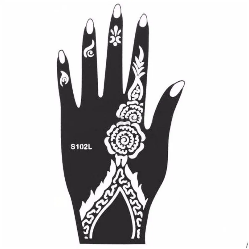 wholesalenew 1pcs india henna temporary tattoo stencils for hand leg arm feet body art template body decal for wedding nb137 