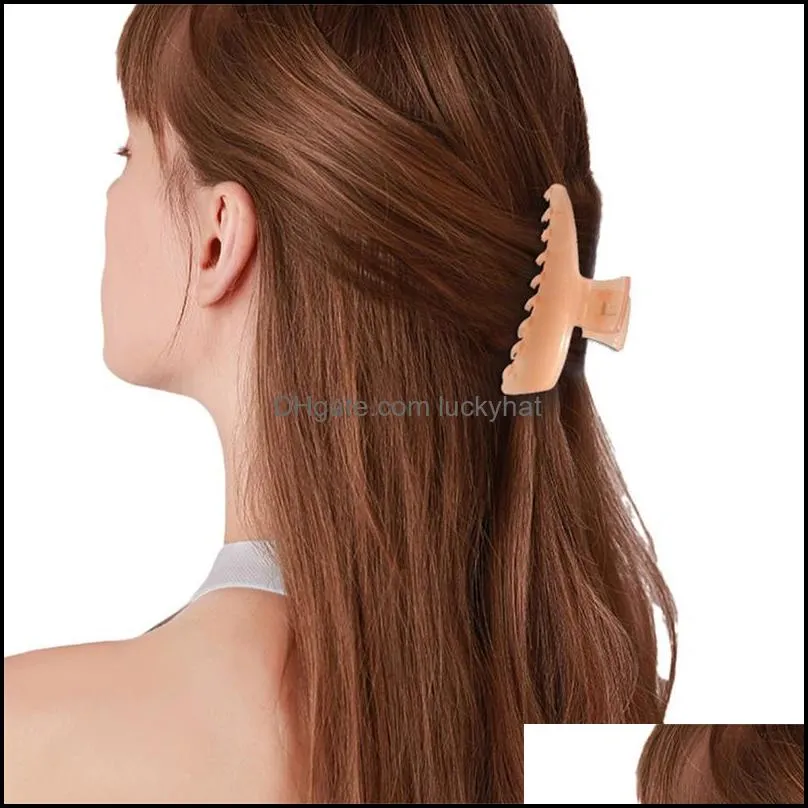 length 11.5 cm female diagonal triangle shape hair clamps geometric jelly pure color plastic large hair clips claws european women headdress ponytail