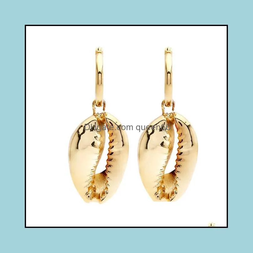 shell earrings simple pendant natural alloy shell long section fashion creative female jewelry national wind elegant gift beach party