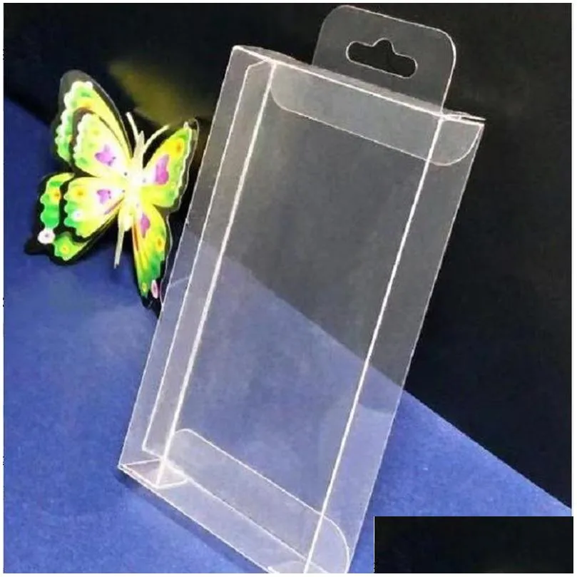 hook transparent pvc phone case clear plastic boxes storage jewelry gift box wedding birthday party for gift packing box lx2812