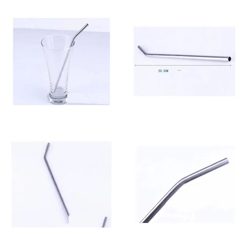 dhs wholesale stainless steel straw drinking straw bend drinking straw 300pcs/lot