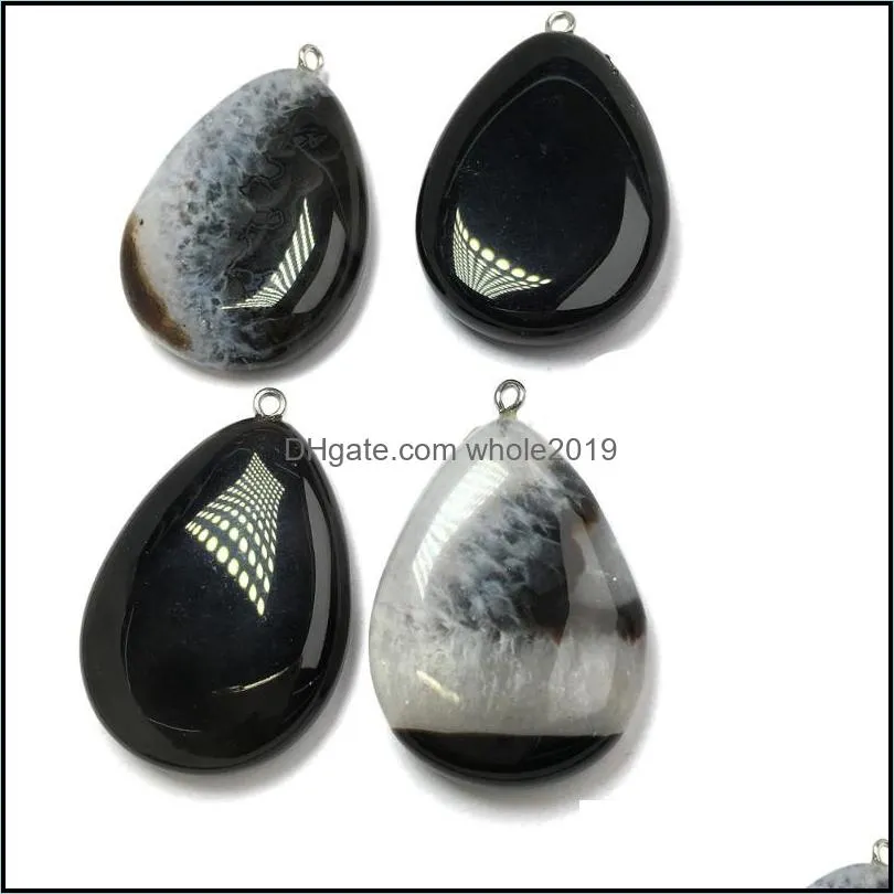 charms natural stone agates pendant water drop shape exquisite pendants for jewelry making diy necklaces accessories 30x45m