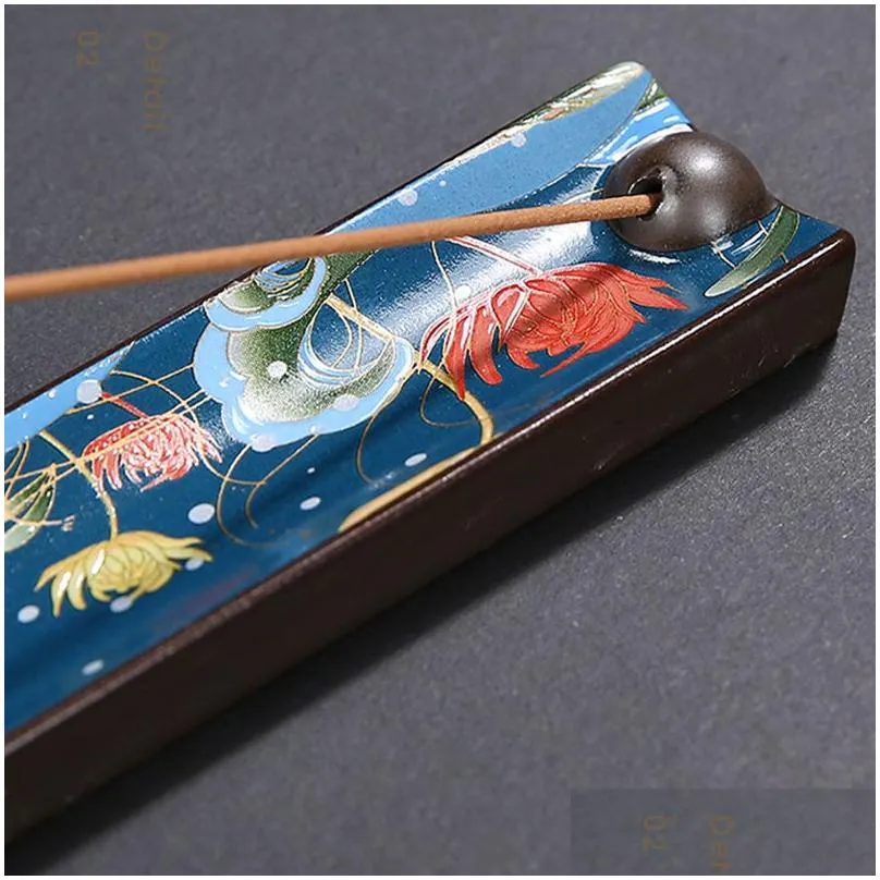 ceramics incense stick holder fragrance lamps ash catcher incense burner home decoration censer tool 6 colors