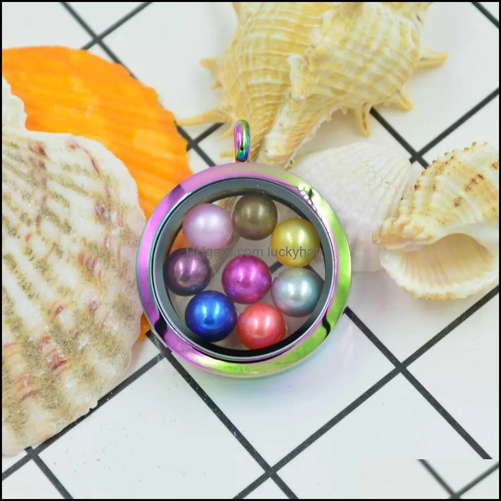 wholesale high quality stainless steel lockets pendant necklace for 67 mm round pearls aromatherapy box best gift