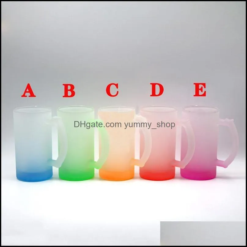 16oz gradient frosted glass mugs tumbler sublimation blanks skinny tumbler with handle diy blank heat transfer cups by sea rrb14662