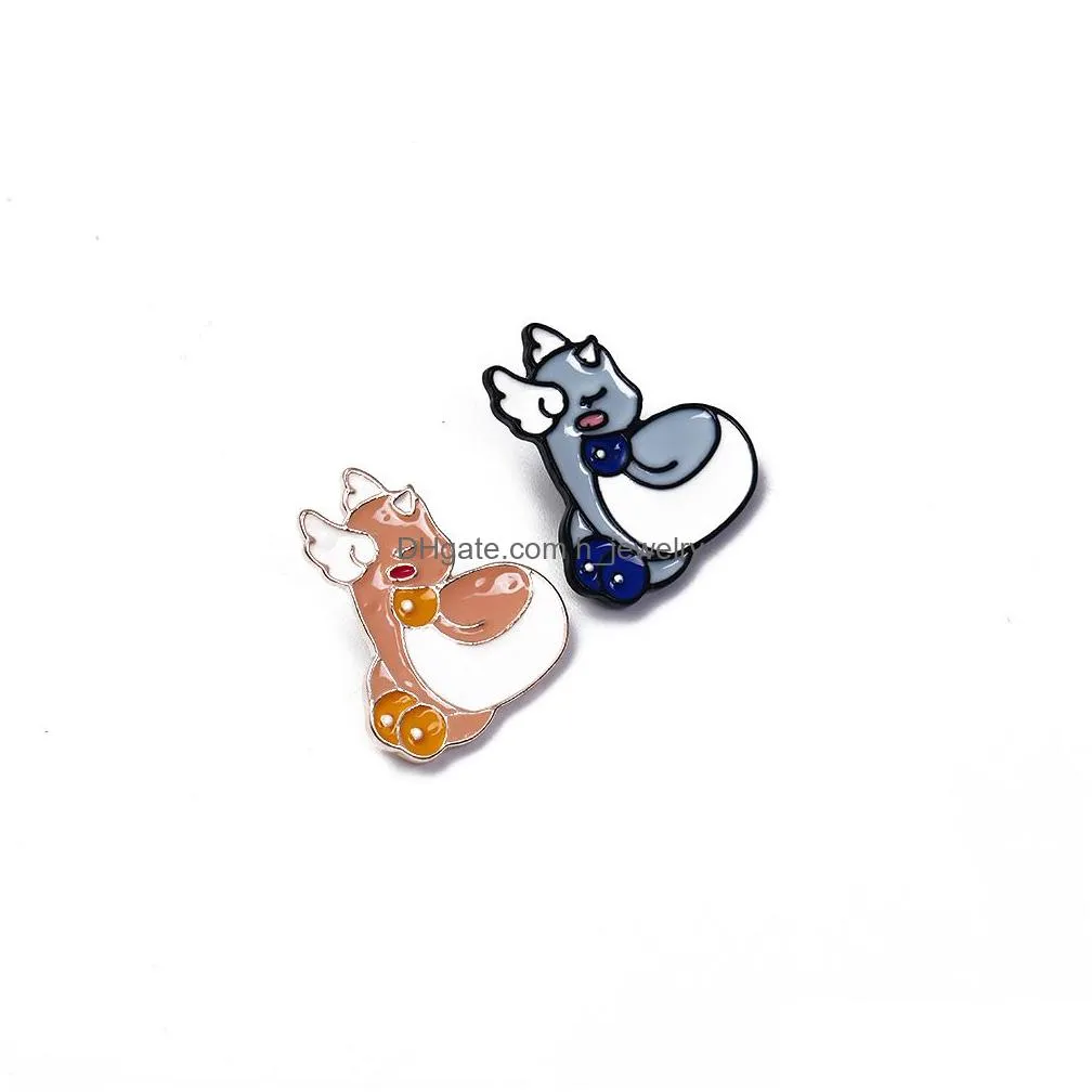 amercia style cartoon animal brooches for boys girls ins gold plated pink blue badge funny enamel pins jewelry