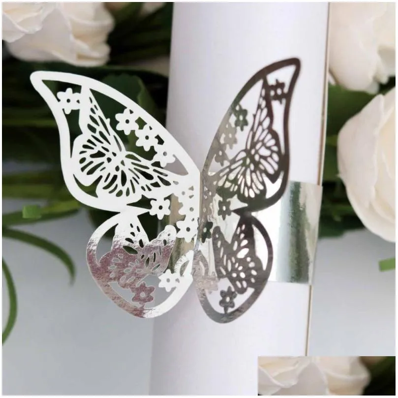 napkin rings 50pcs butterfly ring laser cut paper holder towel el birthday wedding christmas party table decoration