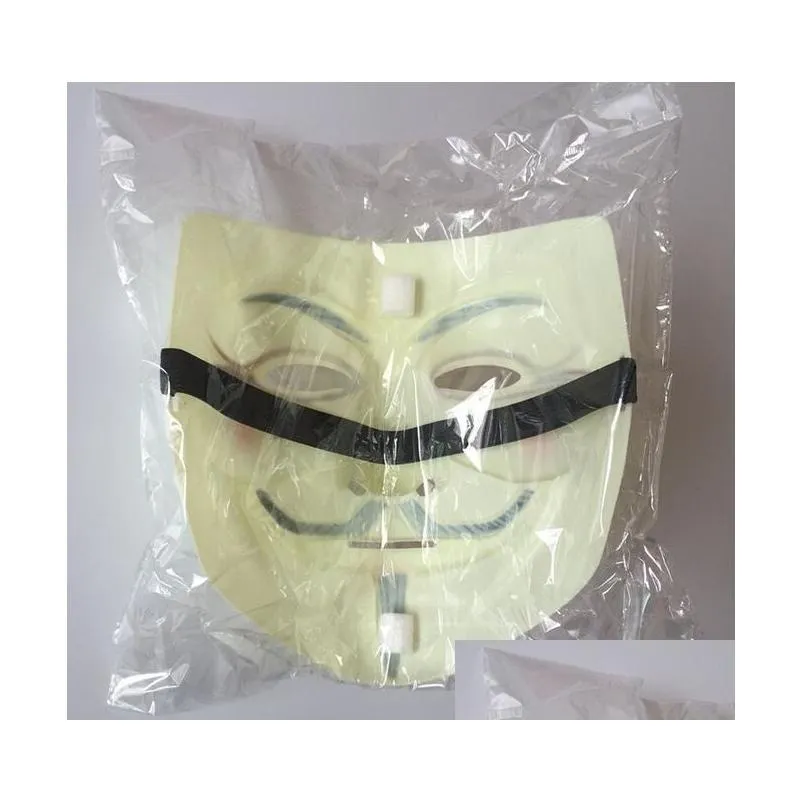 wholesale 100pcs halloween mask with gold eyeliner v for vendetta mask guy fawkes party costume mask dhs fedex shipping