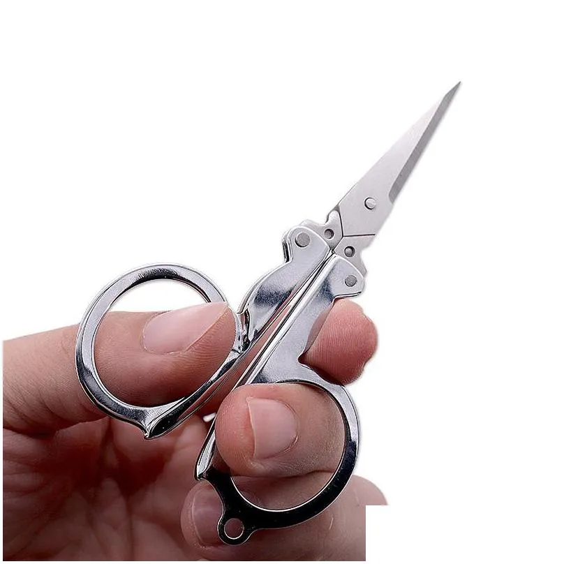 stainless steel folding scissors mini convenience travel silver tailor scissors household hand tools